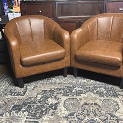 Brown Cushioned Chairs 