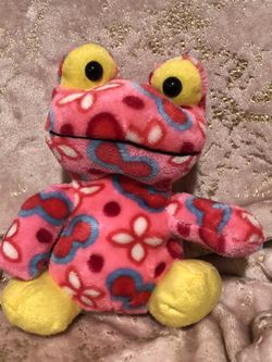 Pink frog with butterflies design . 8” tall. Adorable! Plush , plushie, stuffed animal, toy sale! Free gift included with purchase !