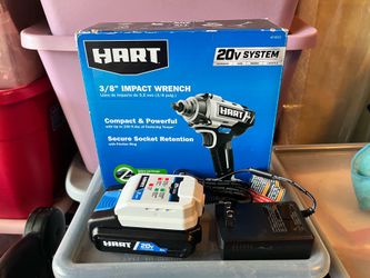 NEW HART 20V 3/8” Impact Wrench + NEW 2.0Ah Battery & Charger