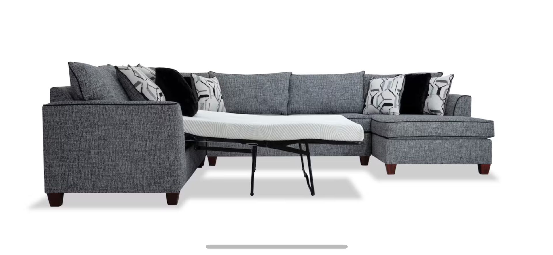Harlow Gray 4 Piece Right Arm Facing Full Bob-O-Pedic Gel Sleeper Sectional