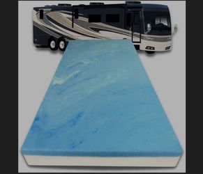 FoamRush 7-Inch Bunk (28" x 72") Cooling Gel Memory Foam RV Mattress Replacement Blue/White medium firm
