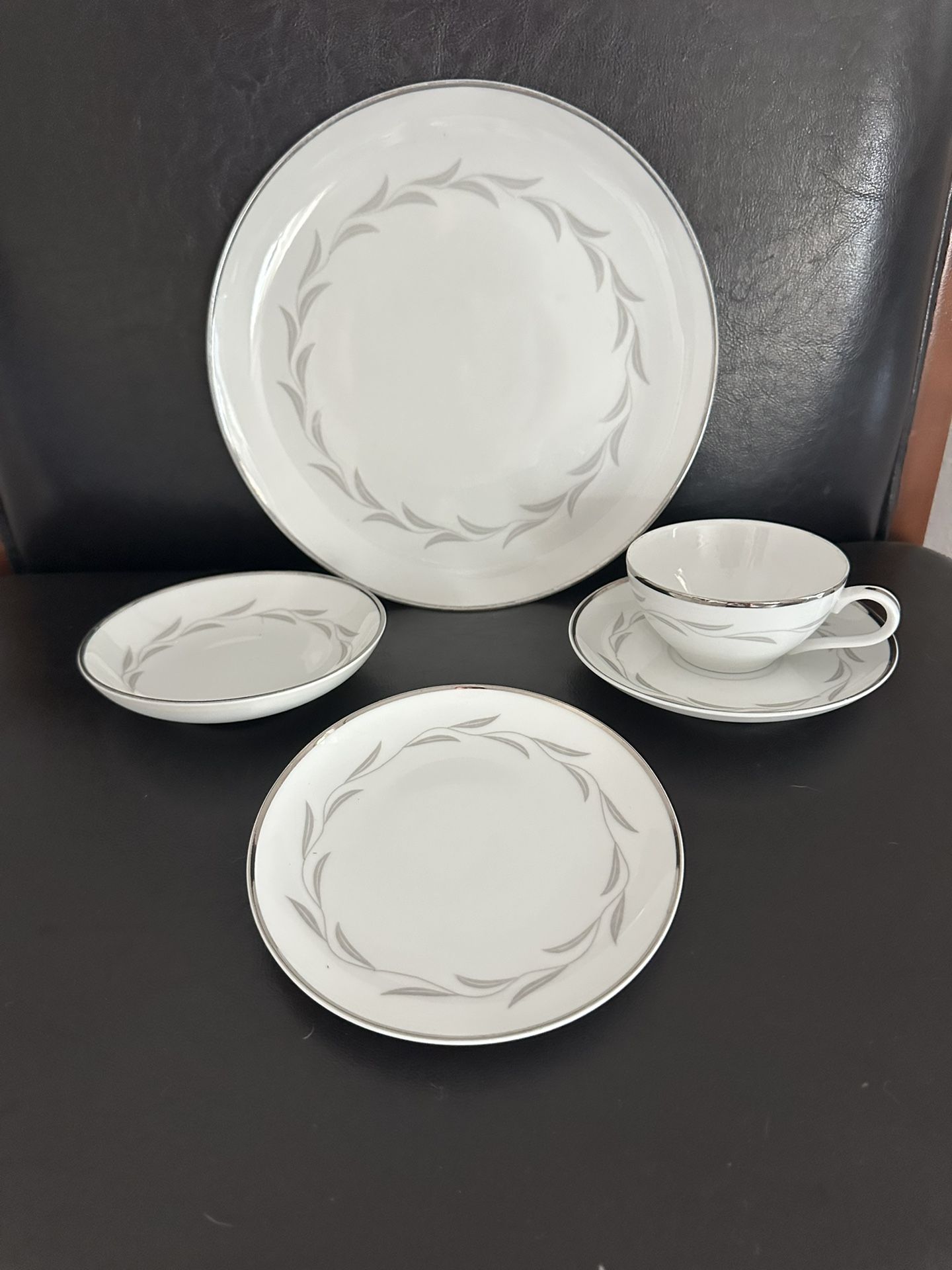 MCM Fine China Platinum Dinner Place Setting "Paris Night" Pattern by Nasco 1950's