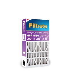 Filtrete 20x25x5 HVAC Furnace Air Filter, MPR 1550 MERV 12, Ultra Allergen Reduction, 1 Filter

