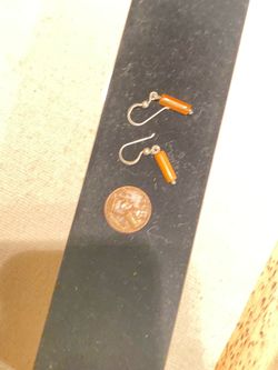 925 sterling silver orange dangle earrings