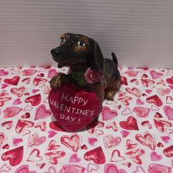 "Blue Sky Clayworks"  Ceramic Dachshund Dog Figurine Designed For Valentine's Day. ❤️
