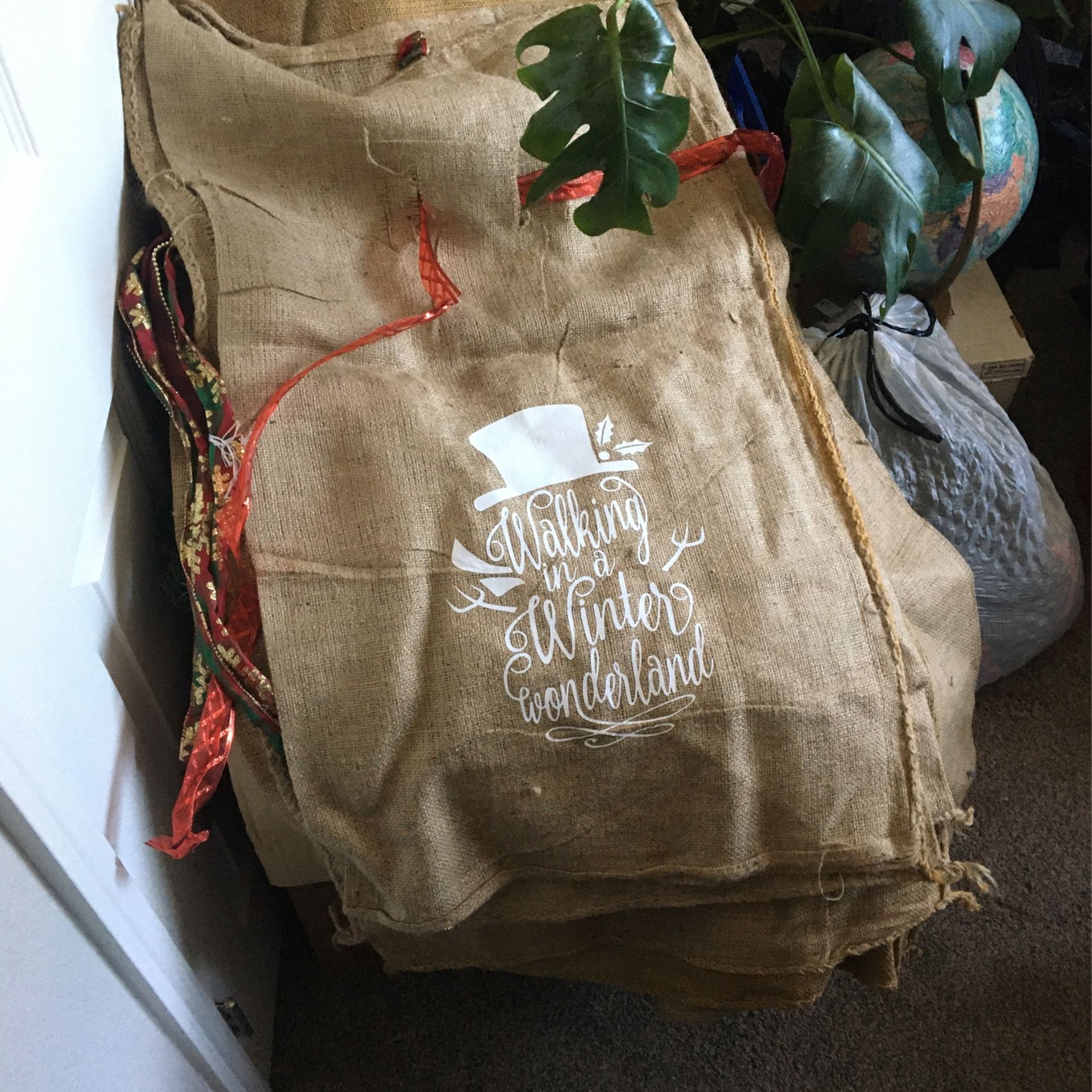 Burlap Christmas Wrapping Bags