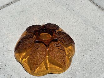 Vintage Indiana Glass Amber Glass Flower Bowl – Textured Petal Design, 7.5" Diam
