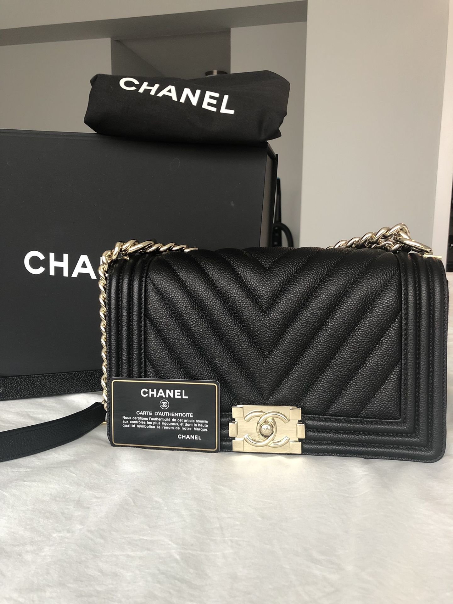 Chanel small chevron boy bag