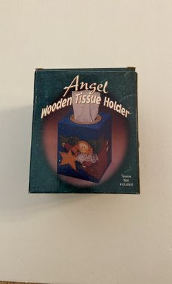Angel Wooden Tissue Holder NEW