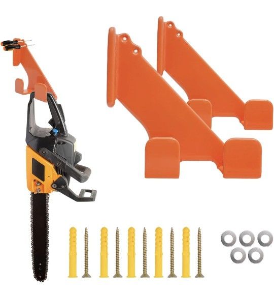 Chainsaw Holder Wall Mount, 2 Pack Heavy Duty Chainsaw Hanger with Rubber Coating, Chainsaw Wall Mount Rack, Chainsaw Organize Rack for Shed NEW