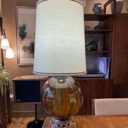 Vintage Glass Globe Lamp Mcm