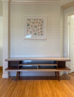 Manhattan Comfort 71" Utopia TV Stand Mid Century Modern MCM Off White Maple