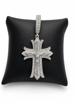 925 Sterling Silver 3.50CT MOISSANITE Crucifix Cross Men’s Pendant