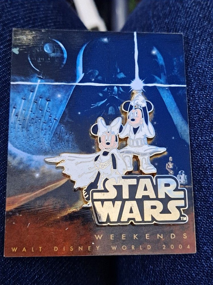Disney 2004 Star Wars Weekends Mickey Minnie As Princess Leia Logo Pin