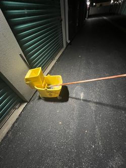Yellow Mop Bucket with Wringer and Mop, Hablo Español