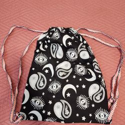 Celestial Black & White Drawstring Backpack