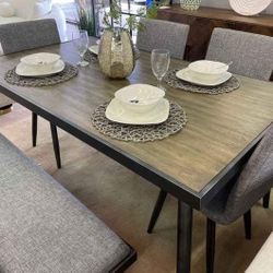 Vilhelm Dining Room Set Table 4 Chairs and Bench