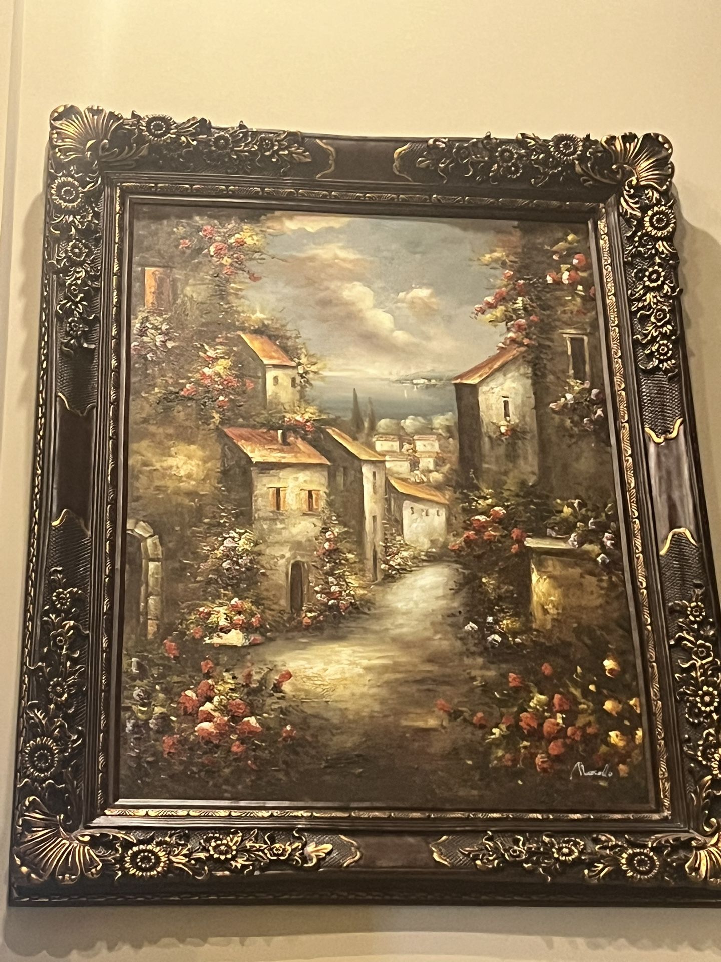 Two Pictures Hardwood Frame ( Cherry Brown And Gold)