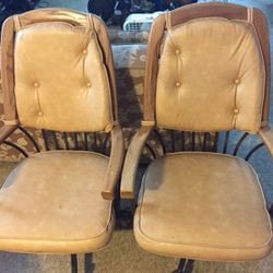 Leather upholstered covered rolling chairs-set of 2 (Read Description)