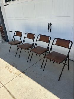 Set of 4 Vintage Mid Century Modern MCM Folding Metal Card Chairs