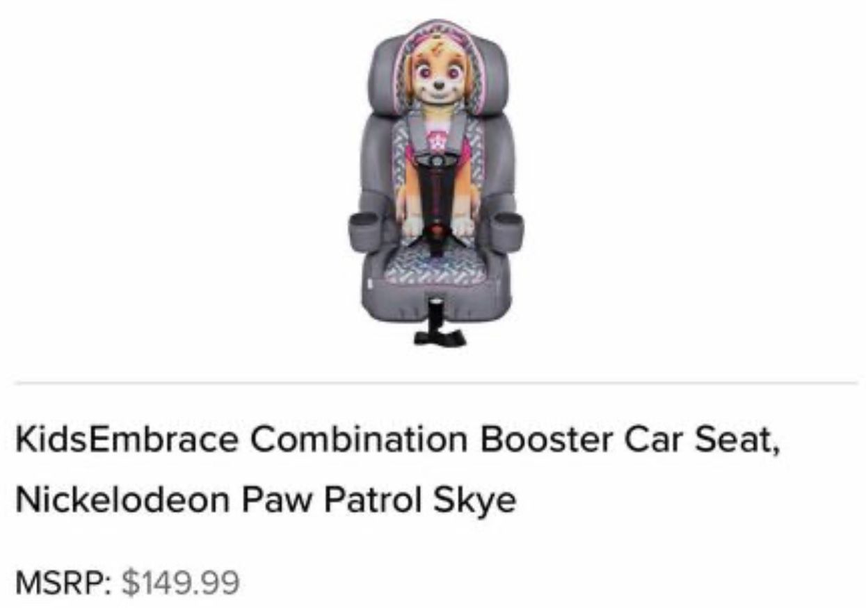 The KidsEmbrace Nickelodeon Paw Patrol Skye Combination Booster Car Seat