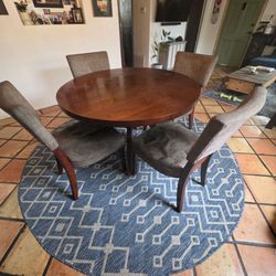 Table and 4 Chairs Brown Wood Solid