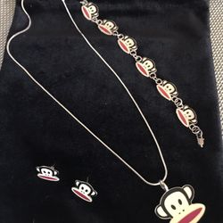 Plata 950.  Juego De Aretes Pulcera Y Collar. 