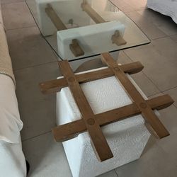 Plaster Table With Glass Top
