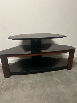 TV Stand with Glass Shelves