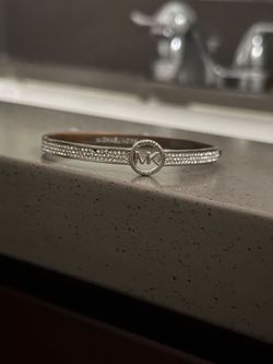 MK Silver Tone Pave Crystal  Bracelet