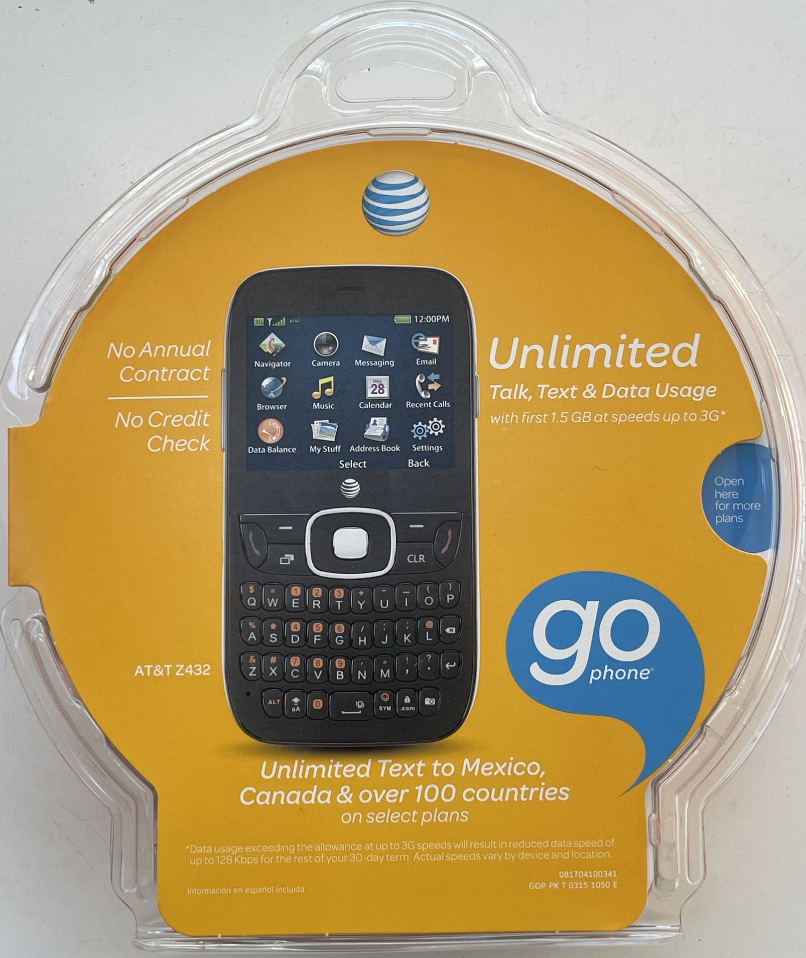 ZTE Z432 128MB RAM 256 MB 2.4 Inch Cell Phone Black AT&T NIB Sealed