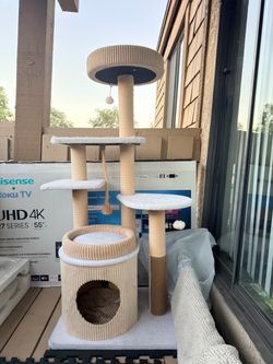 54 inch Cat Tree, With 5 Levels and Condo, Beige