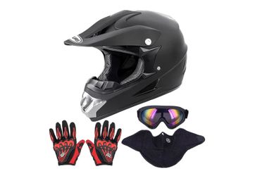 OUMURS Adult Motocross Dirt Bike Helmet with Goggles, Gloves & Mask Dirt Bike ATV Helmet for Unisex-Adult Men Women Adjustable Sun Visor DOT/FMVSS-218