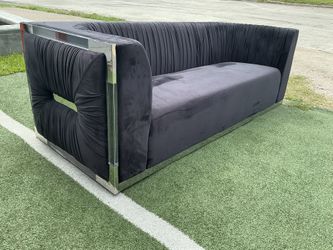 Black Sofa With Silver Trim