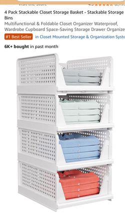 4-Pack Stackable Closet Storage Bins