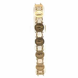 Woman’s Ladies 10k Yellow Gold 8” Inch Virgin Mary Medallion Link Bracelet GP3118196