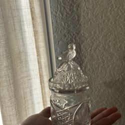 Small bird glass trinket jar