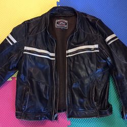 Mens Leather Motorcycle Jacket - Size 48
