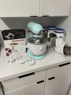 Kitchenaid stand mixer W/ ice cream maker and shredder.