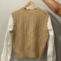 Miss Selfridge Knit Vest 2 in 1 Shirt 