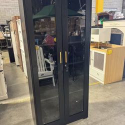 Cabinet with Glass Door,71”H Metal Display Case with 4 Adjustable Shelves 
