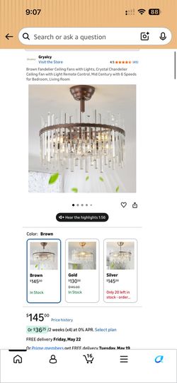 Ceiling Fans with Lights, Crystal Chandelier