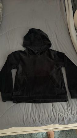 Girls Black Velour Pullover Hoodie