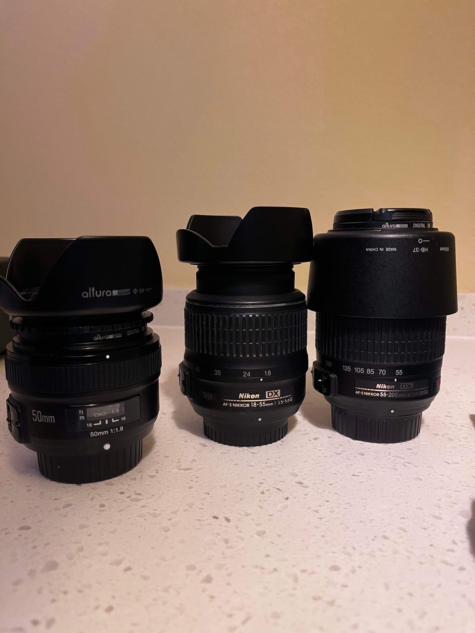 Nikon Lenses | F Mount | 18-55mm, 55-200mm, And 50mm Prime Lens