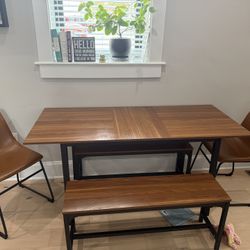 Kitchen Table With 2 Chairs And 2 Benches