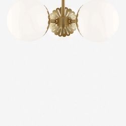 Aged Brass Frosted Globe Annetta Semi-Flush Mounit Ceiling 3 - Light