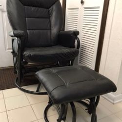 Swivel armchair glider with footstool