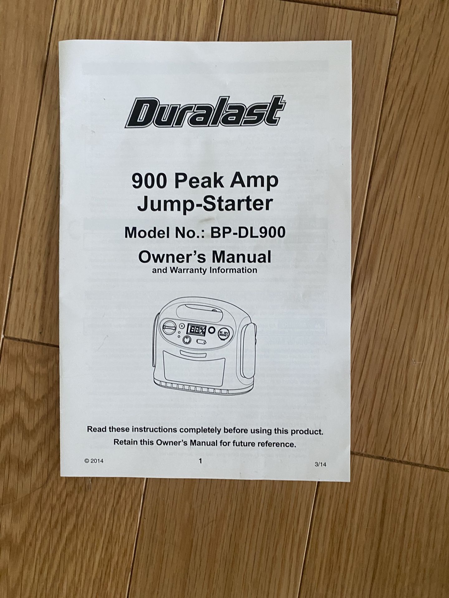 Duralast 900 Amp Portable Jump Starter box for Sale in Newcastle, WA
