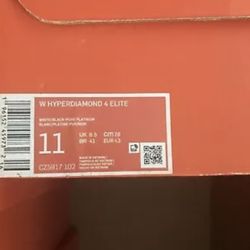 Nike Women's Hyperdiamond 4 Pro Metal Fastpitch Softball Cleats Size 11 Women’s