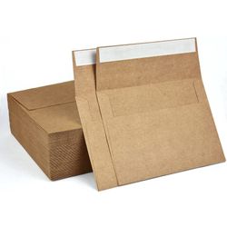 2 boxes of 100 Pack A7 Brown Kraft Paper Invitation 5 x 7 Envelopes - Quick Self Seal For 5x7 Cards. (Retail price $14.99 a box)